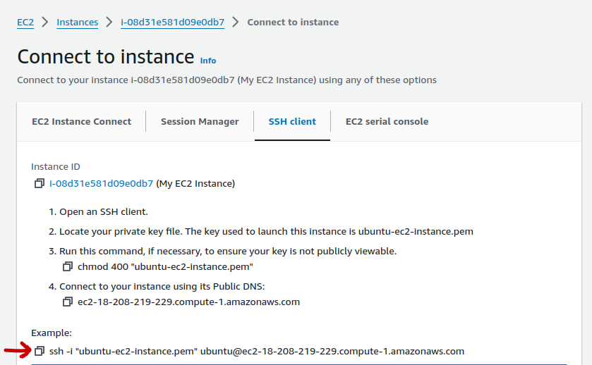 Connect to the EC2 Instance