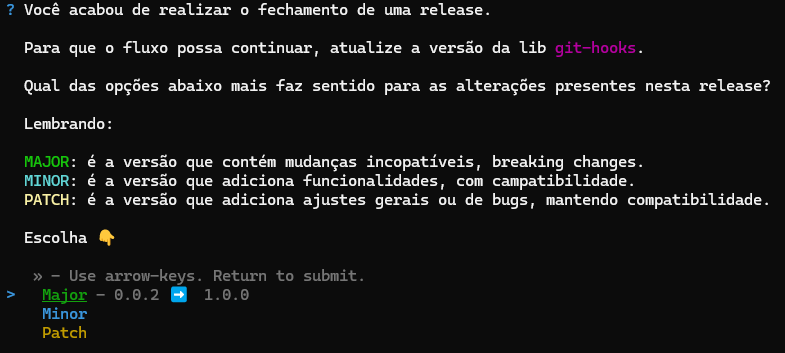 script rodando com cursor na opção major