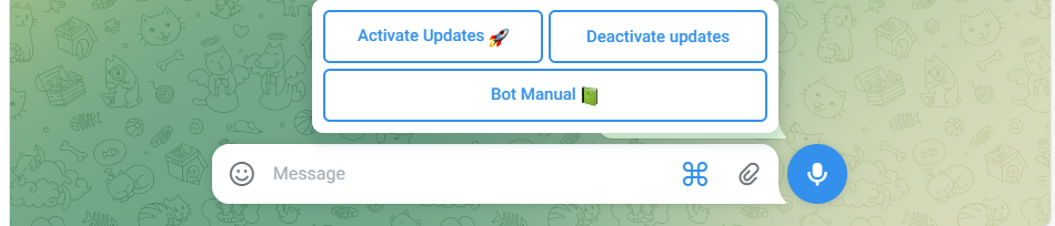 Screenshot of buttons in a Telebgram bot