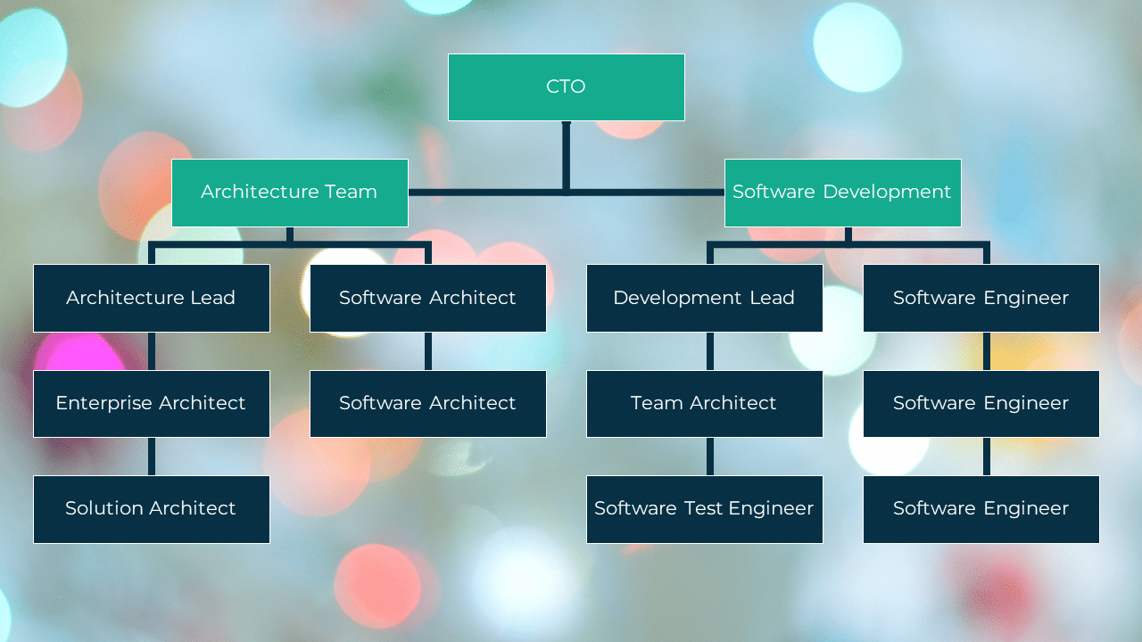 This org chart shows different architecture positions