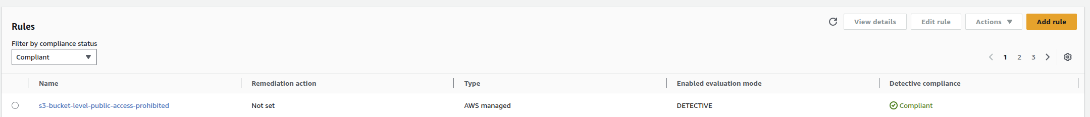 Screenshot of rule configuration