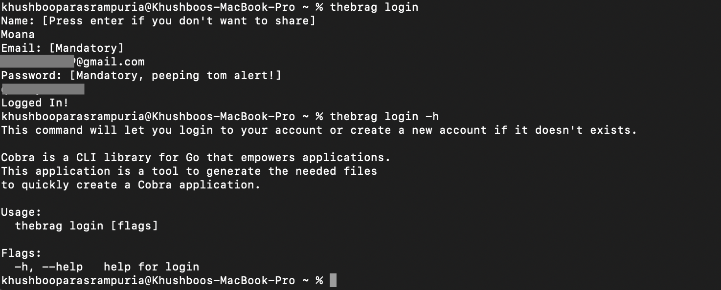 thebrag login command