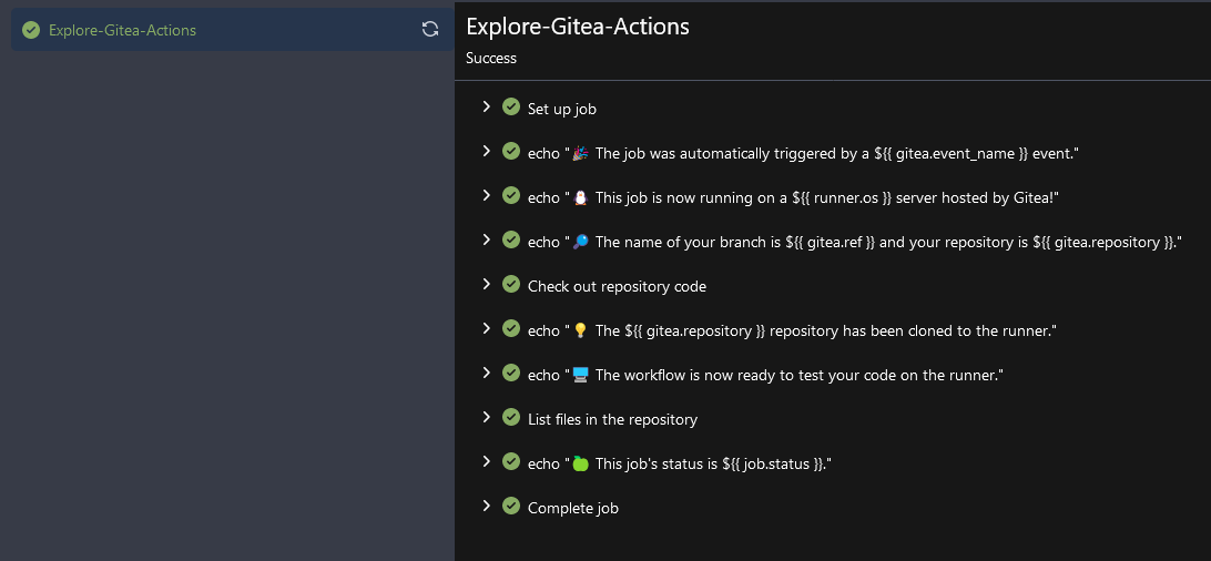 A view of the repository actions tab which shows a successful deployment