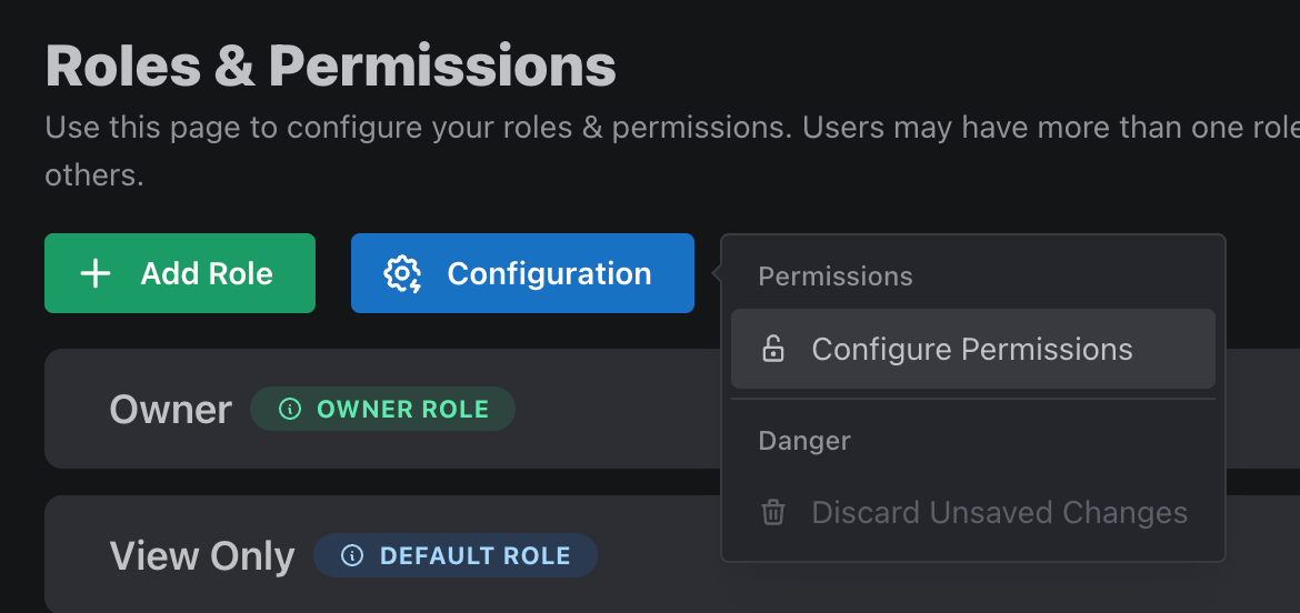 Selecting Configure Permissions