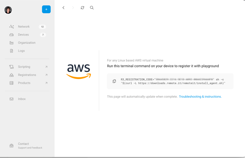 AWS Registration Code