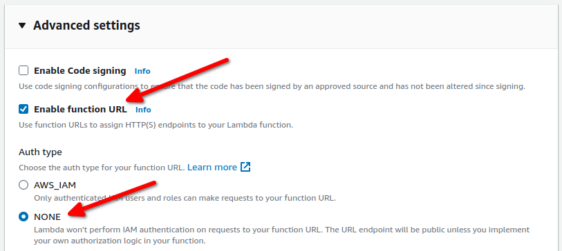 setting function URL