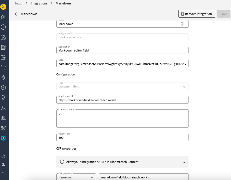 Markdown integration
