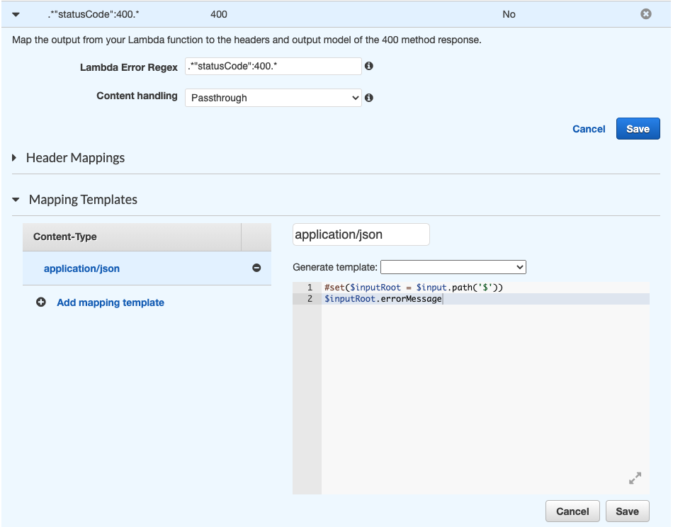 HTTP400 Mapping Template