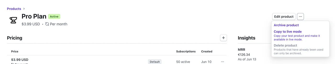 Stripe products CV Forge