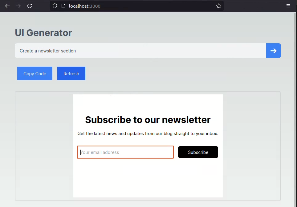 Demo of UI Generator