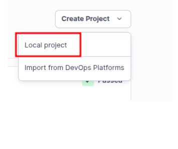 Local SonarQube create project menu