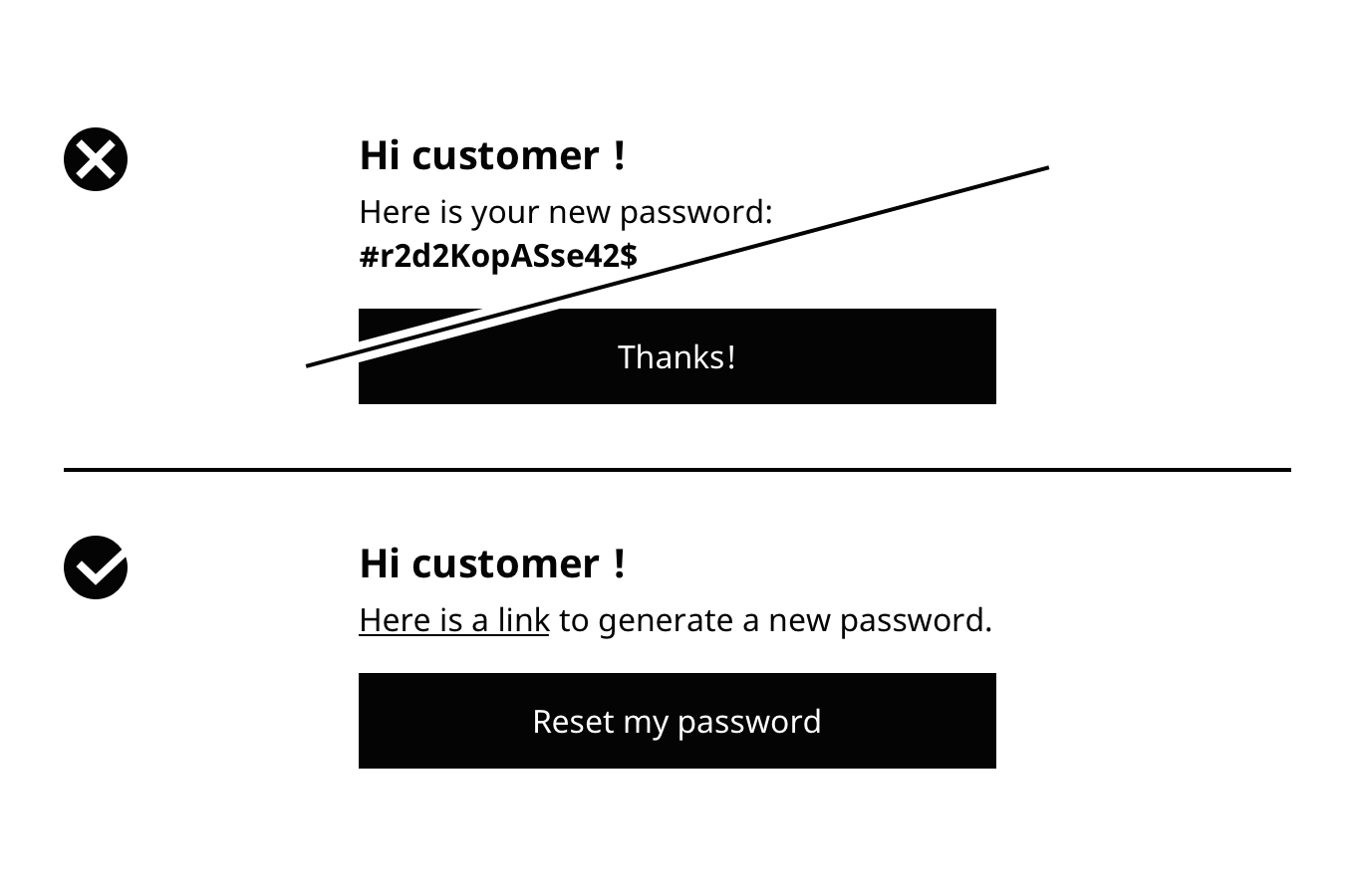 Link to new password generation