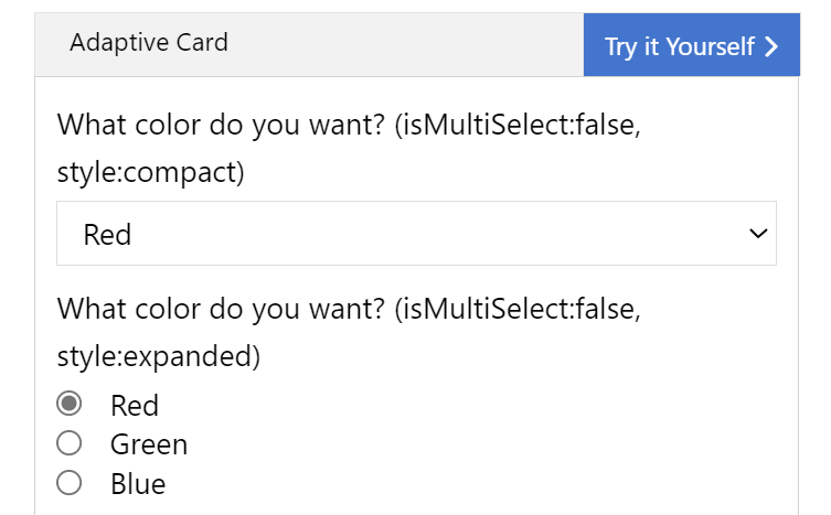 Adaptive Card - ChoiceSet