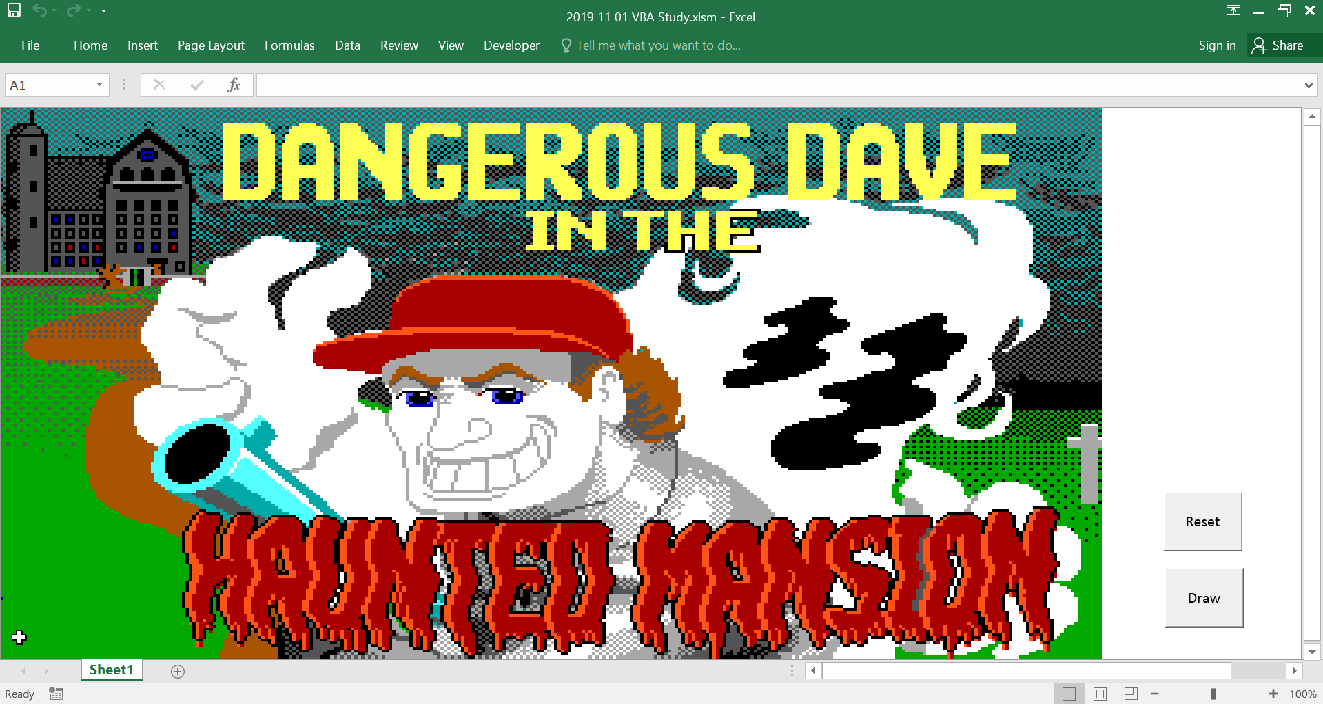 Dangerous Dave title screen in Excel