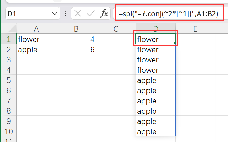 result table with code entered
