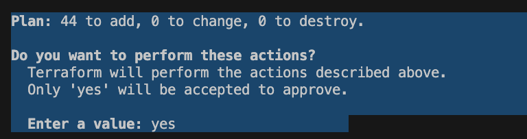 Terraform plan output