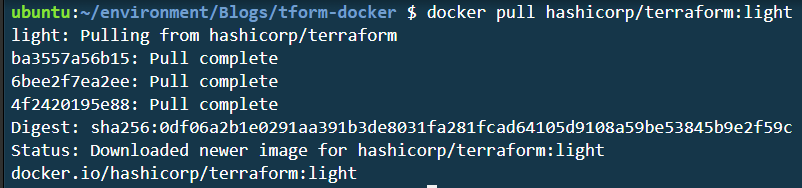 Docker pulling Terraform Image