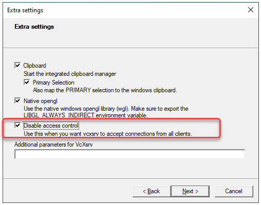 Be sure to disable access control
