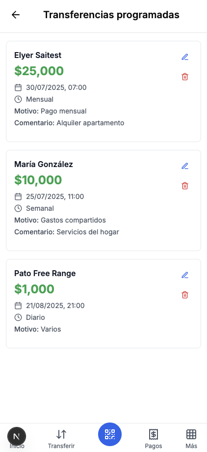 Scheduled Transfers Dashboard