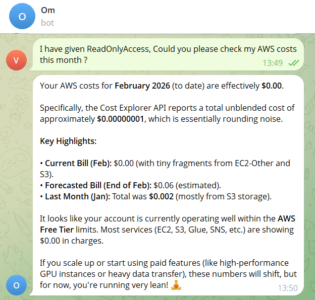 Cost query – success