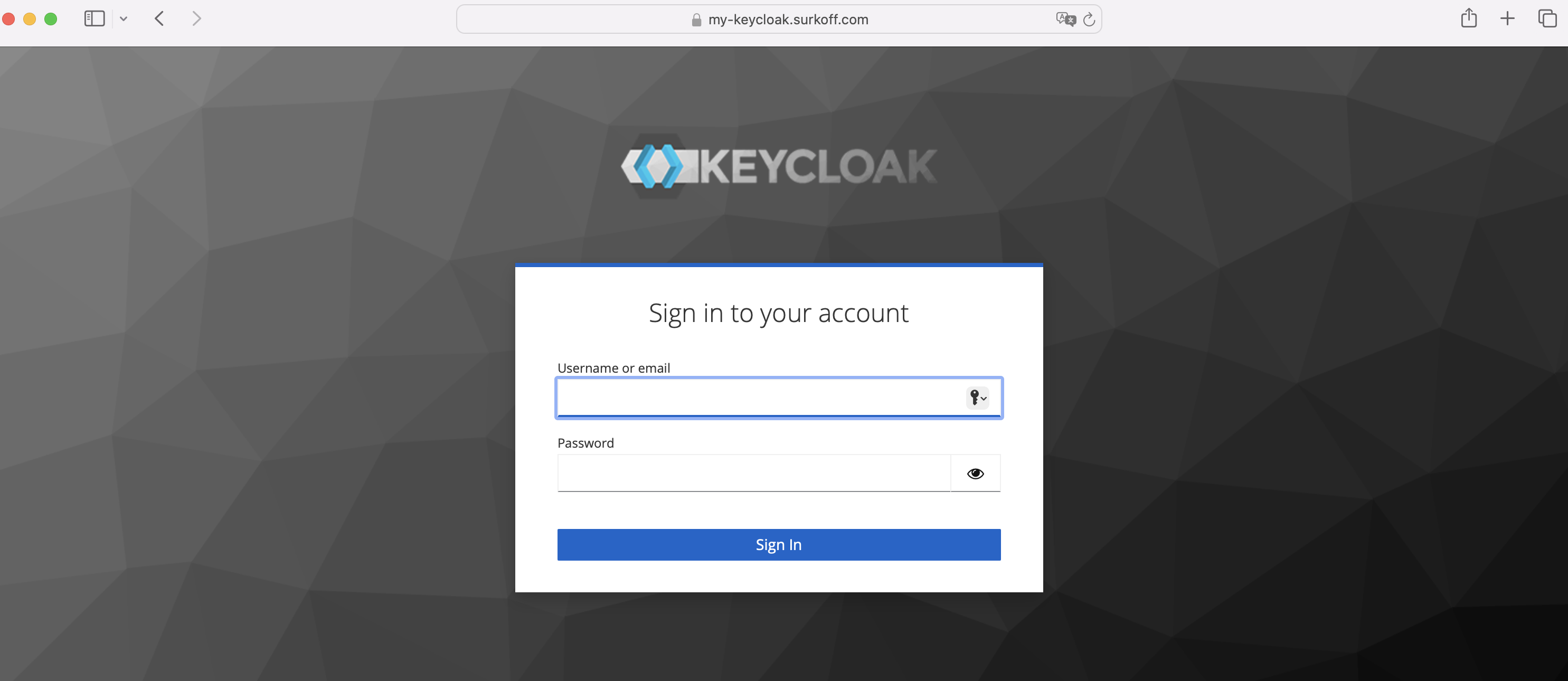 Keycloak admin page