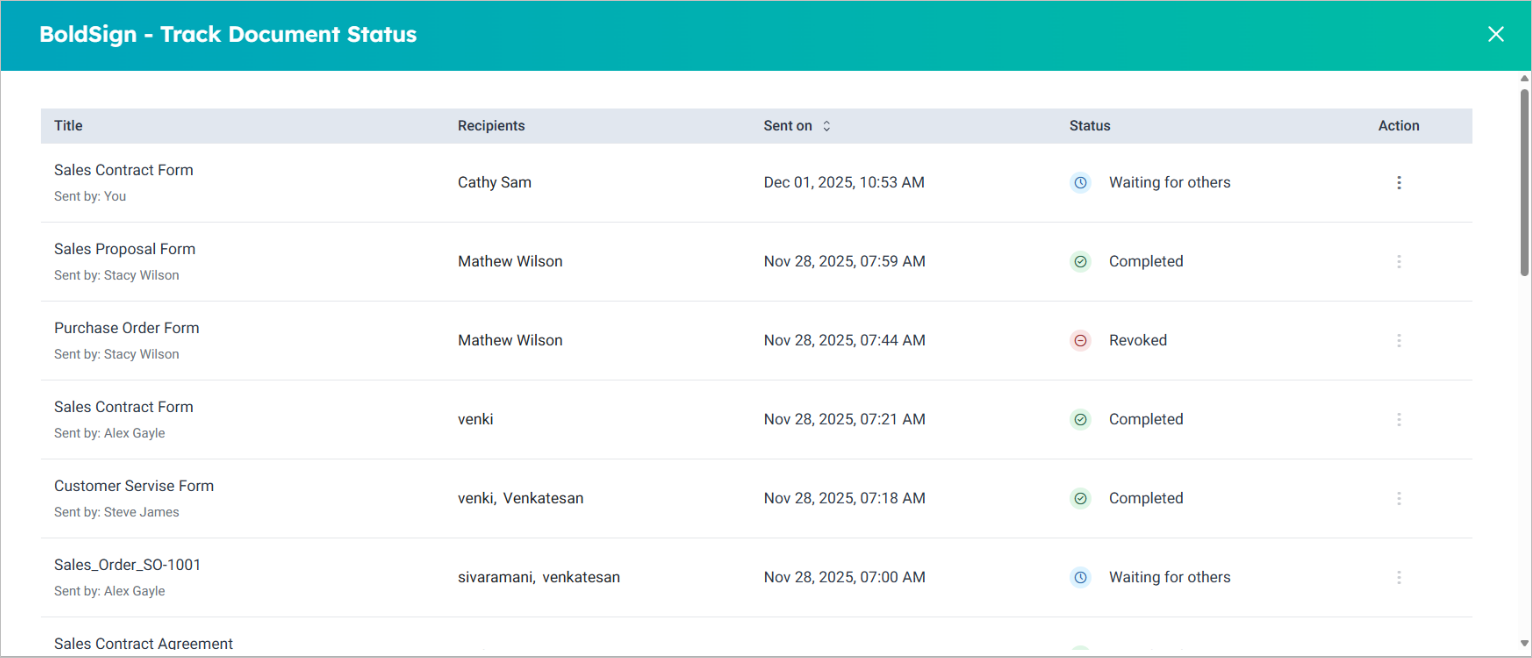 Track document status
