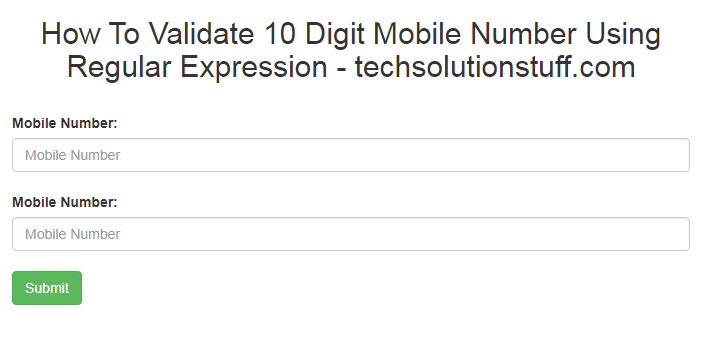 How To Validate 10 Digit Mobile Number Using Regular Expression
