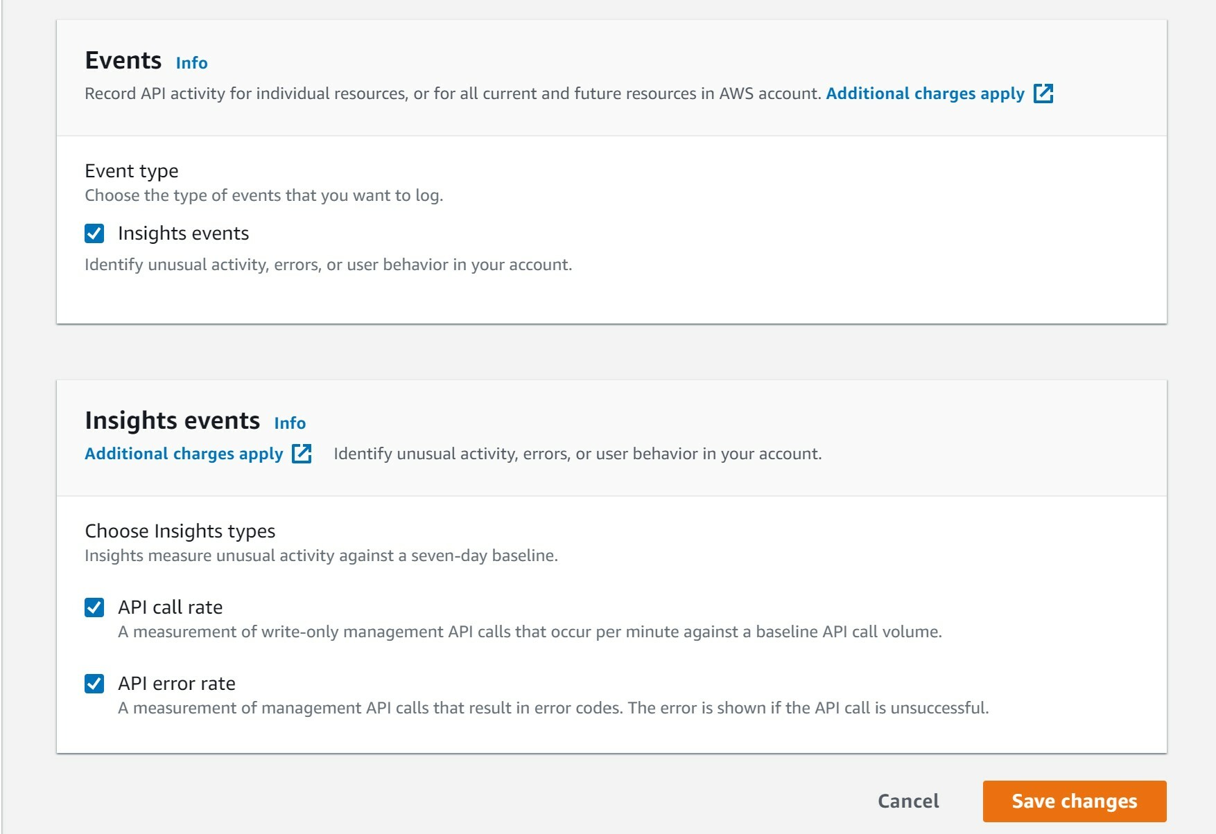 click insight events