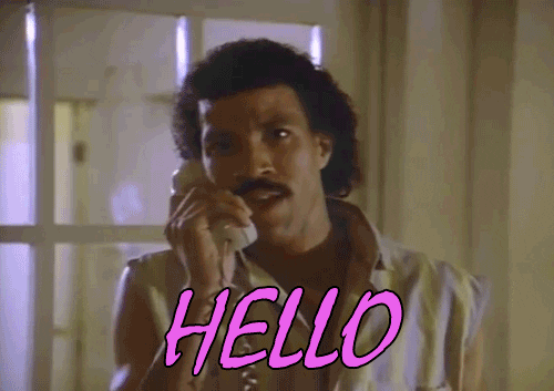 Lionel Richie answering the phone and saying Hello