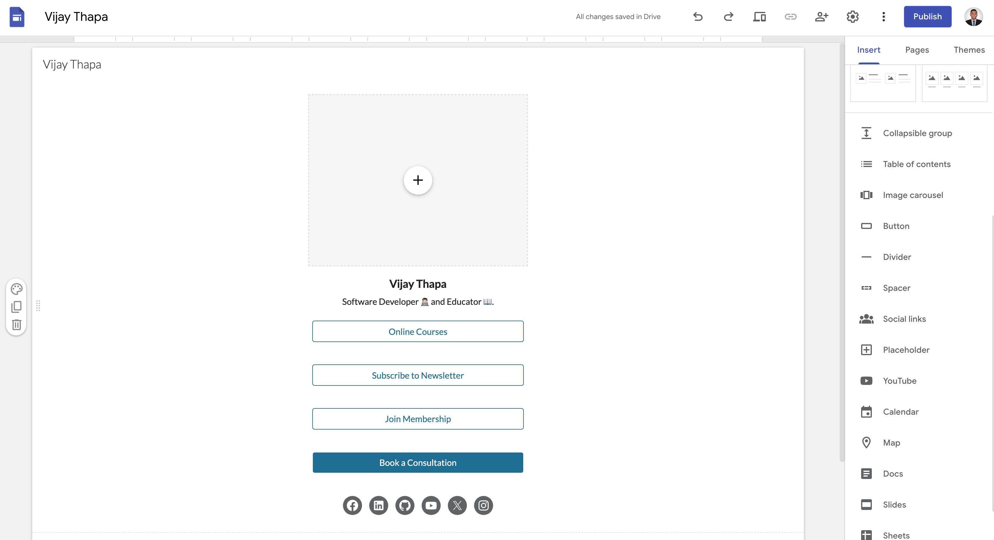 Positioning Social Media Links with Title, Description and Links