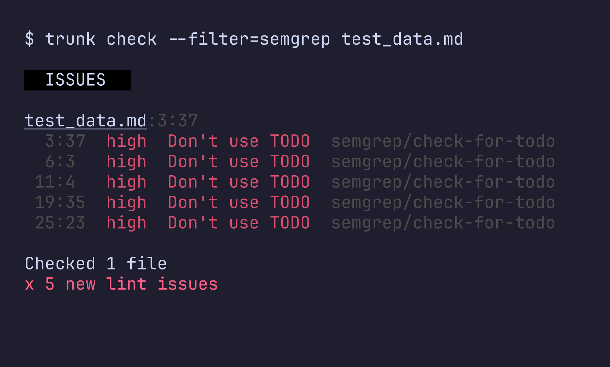 Running semgrep with Trunk Check