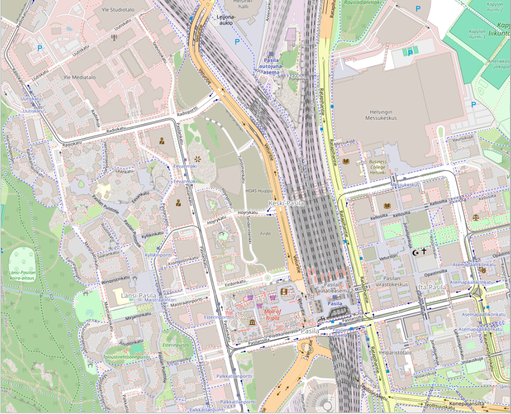 screenshot of OpenStreetMap base layer in QGIS