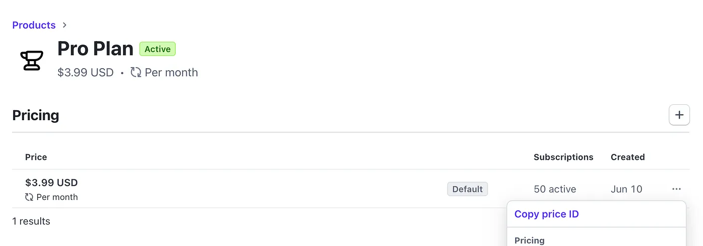Stripe dashboard CV Forge