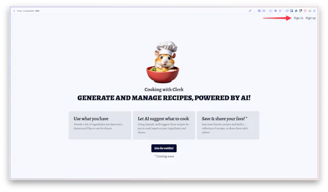 Cooking with Clerk homepage