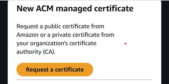 Certificate Manager request page for a public SSL certificate