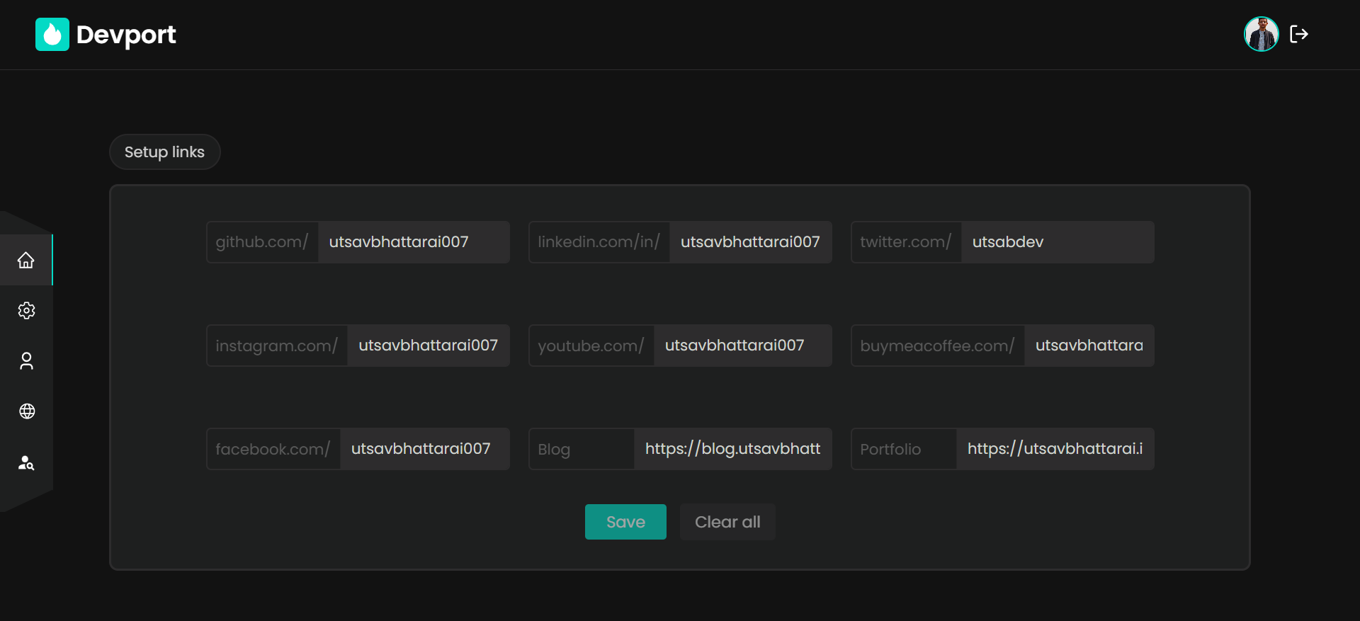 Dashboard Page(Set up Link)