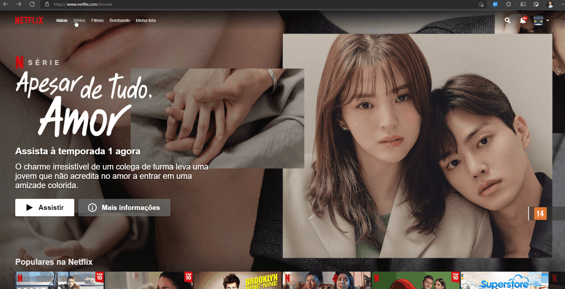Gif mostrando a navegação do Netflix