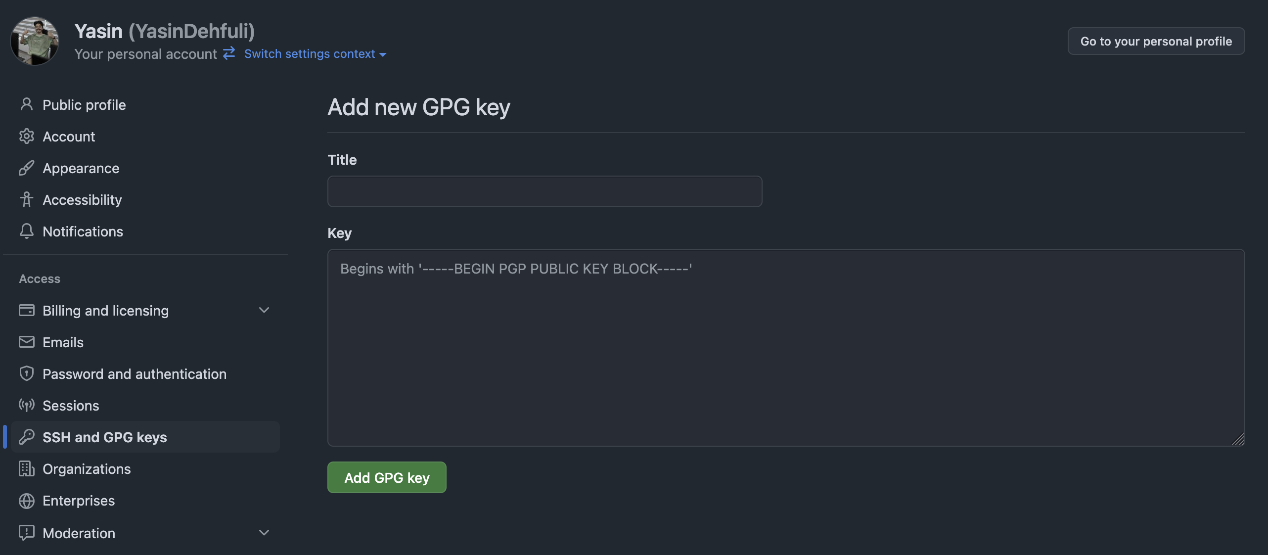 Add new GPG key
