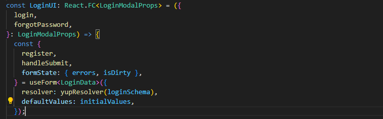 Initializing and implementing React hook form