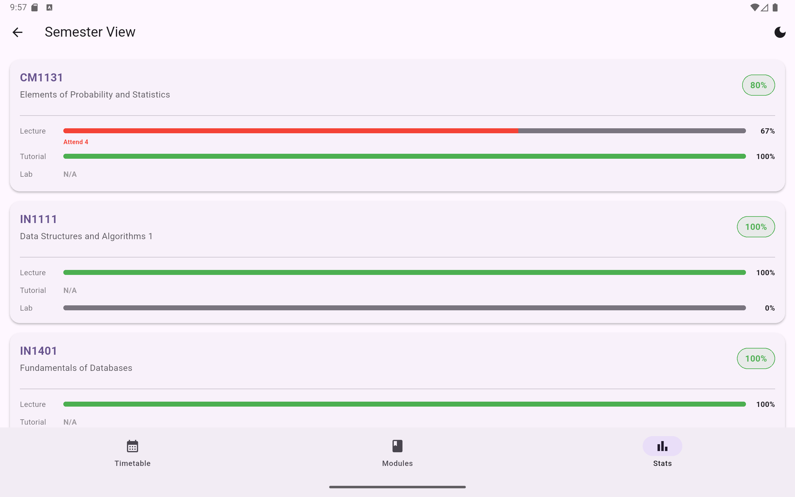 LightMode Statistics Tab