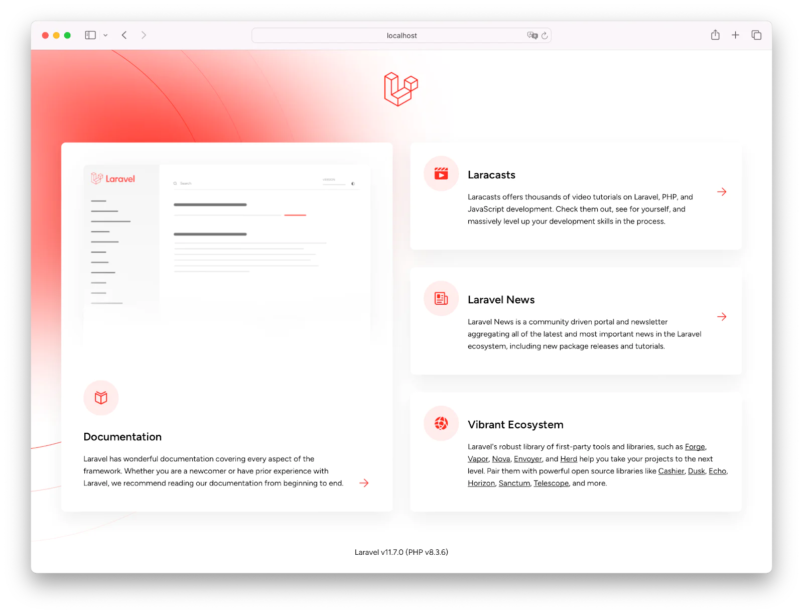 Laravel Welcome Page