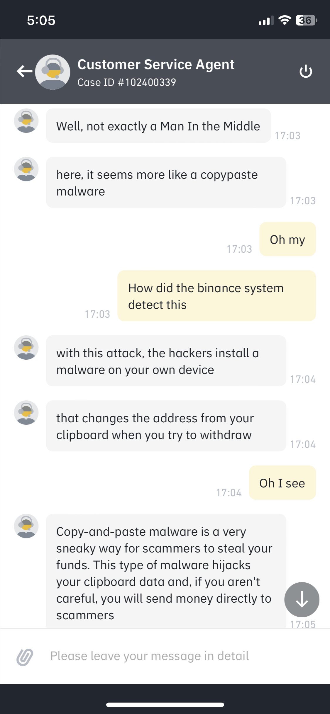 Binance Support conversation 3