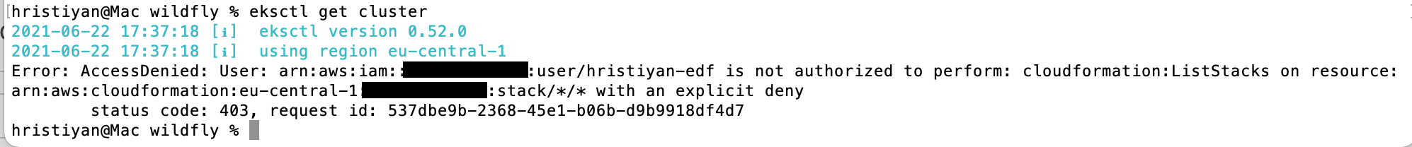 Access Denied with eksctl