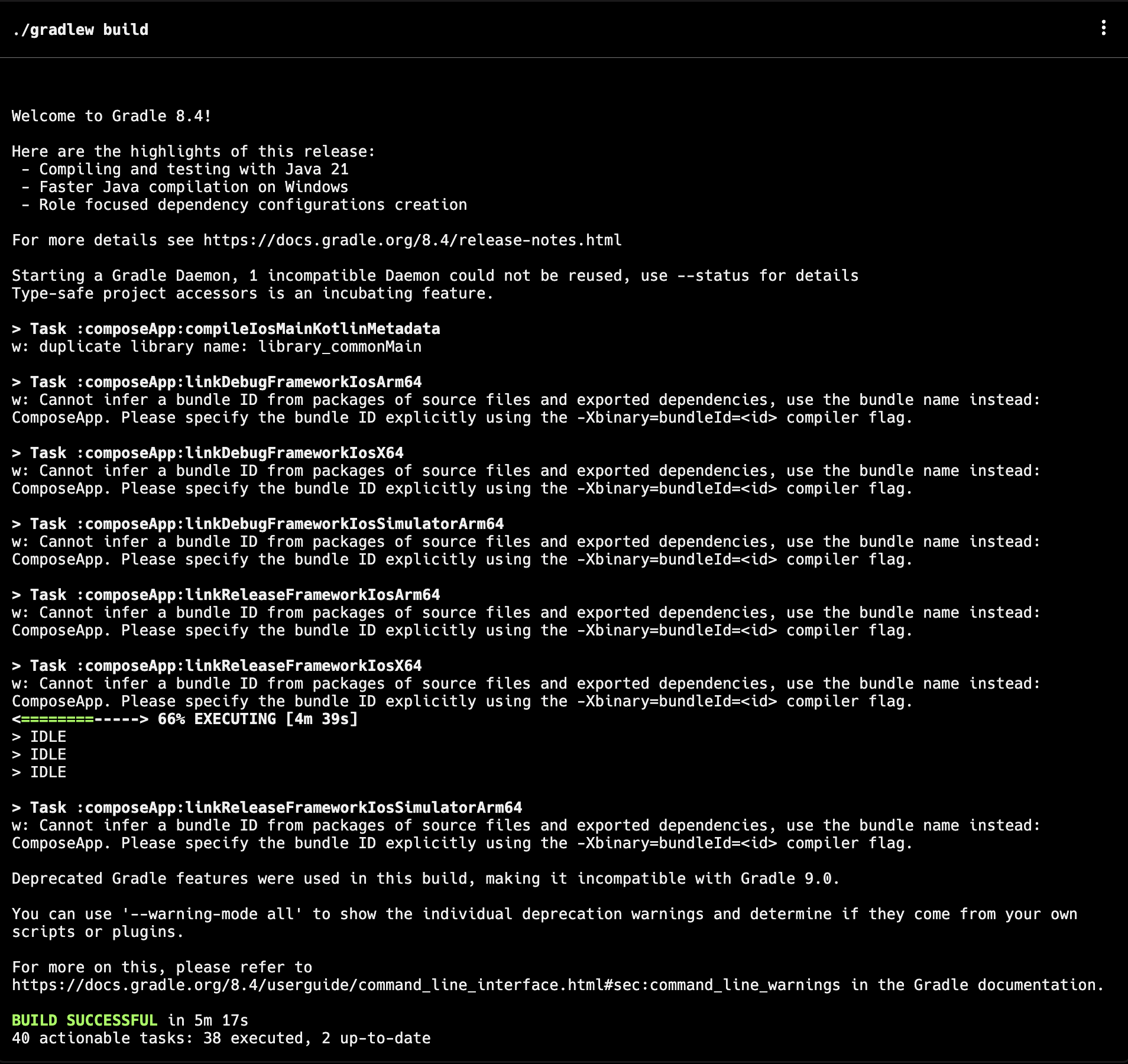 ./gradlew build result