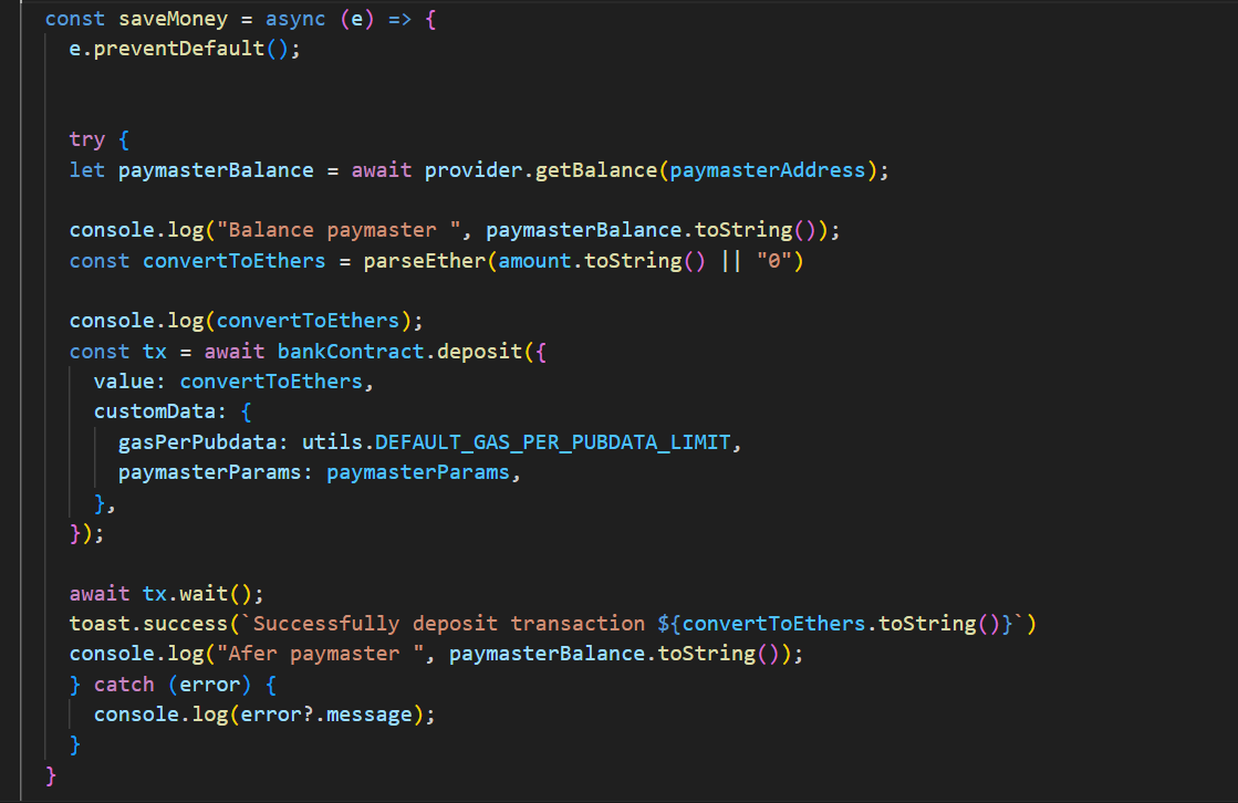 sending transaction with paymaster ERC 4337