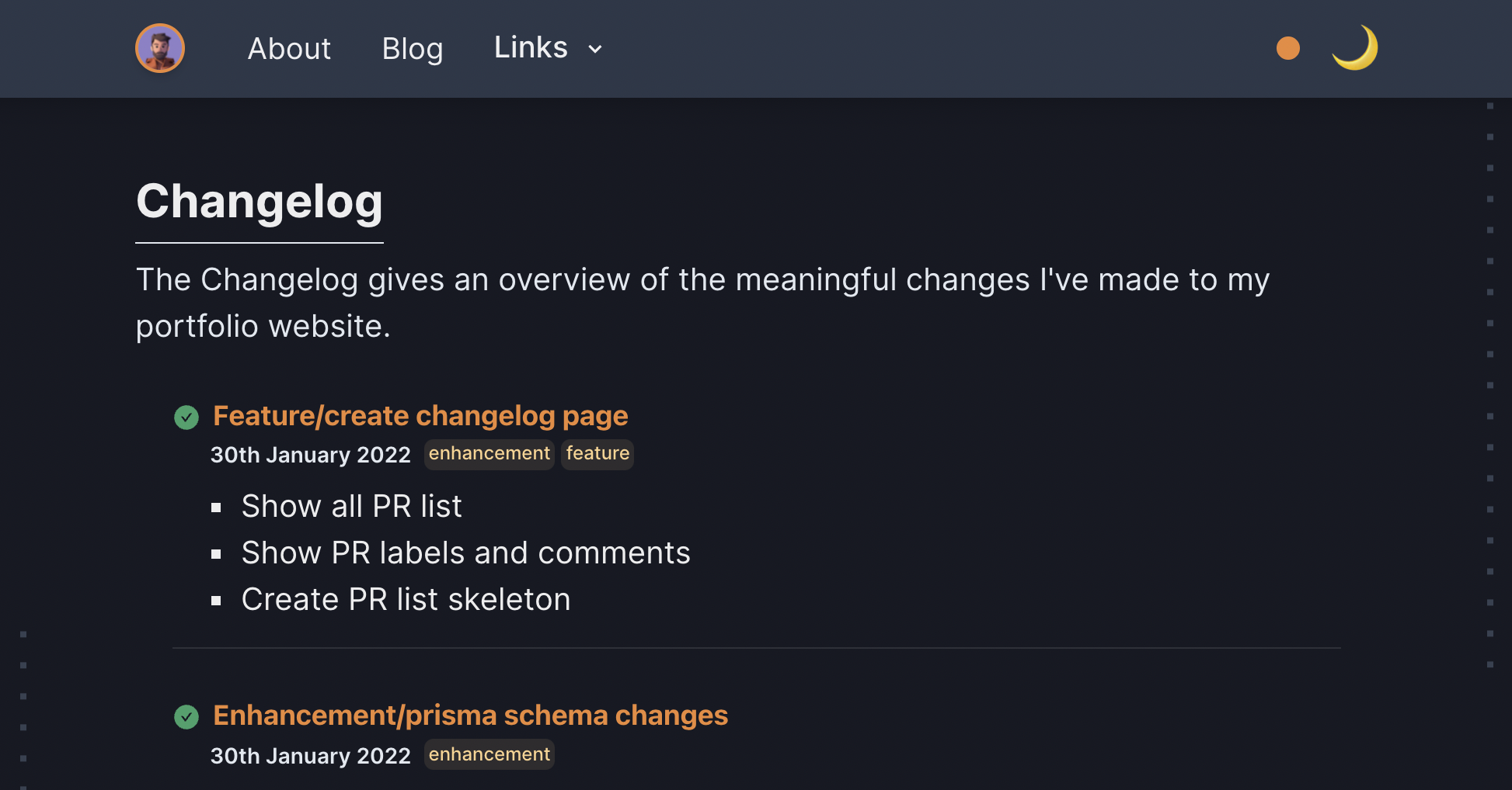 I made changelog page for my portfolio website | Muhammad Ahmad