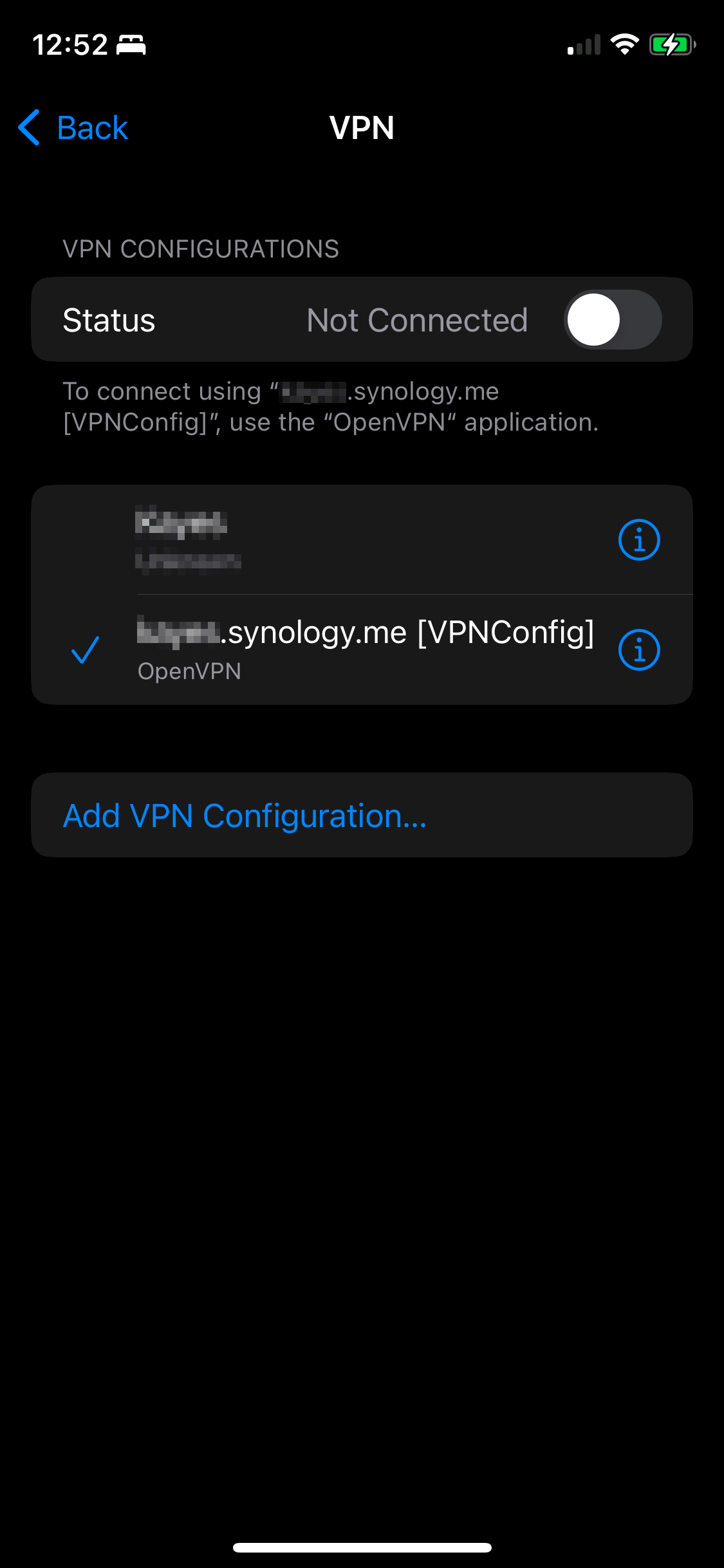 VPN configuration added by the OpenVPN app in iOS