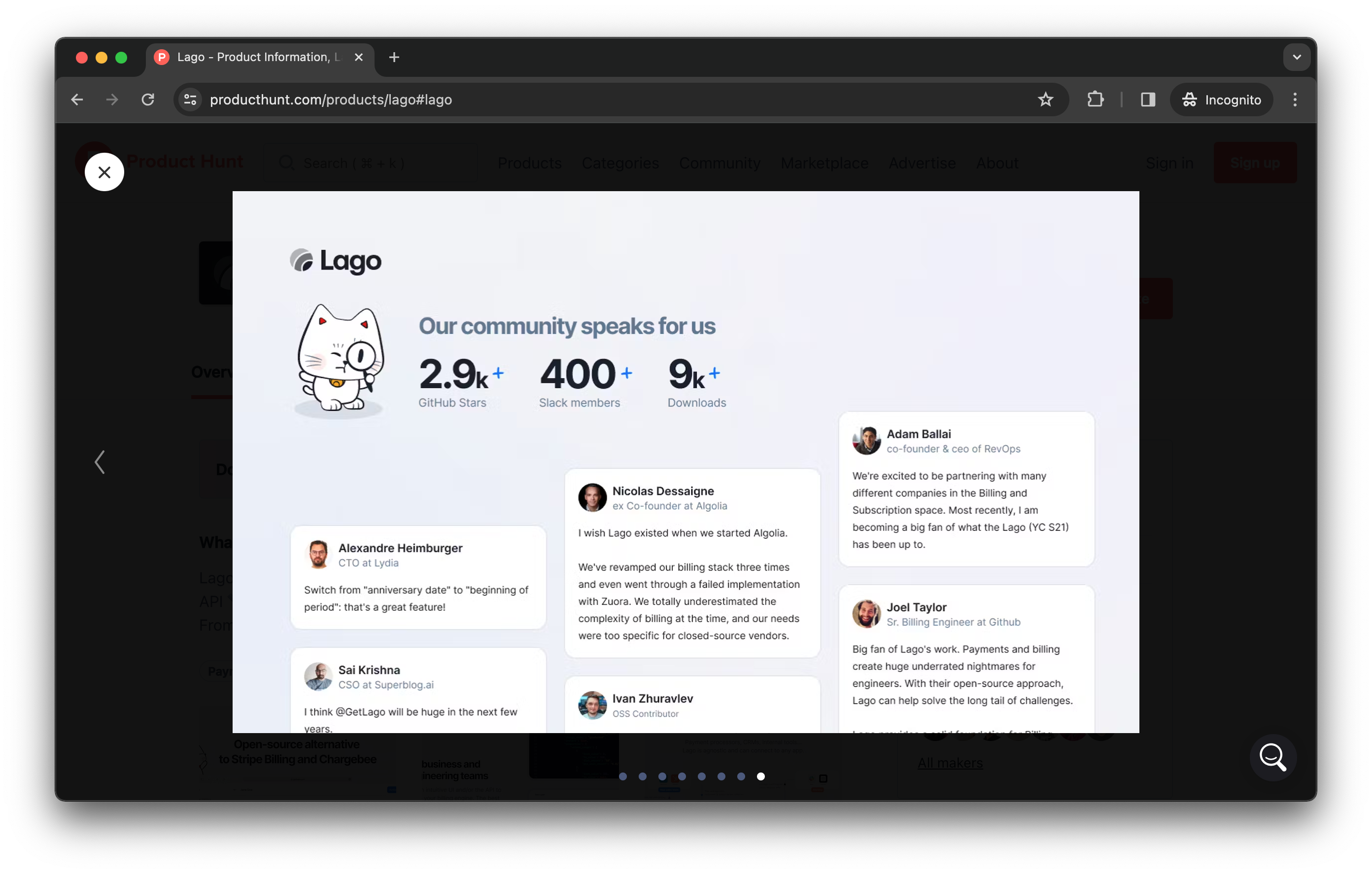 Lago added social proof.