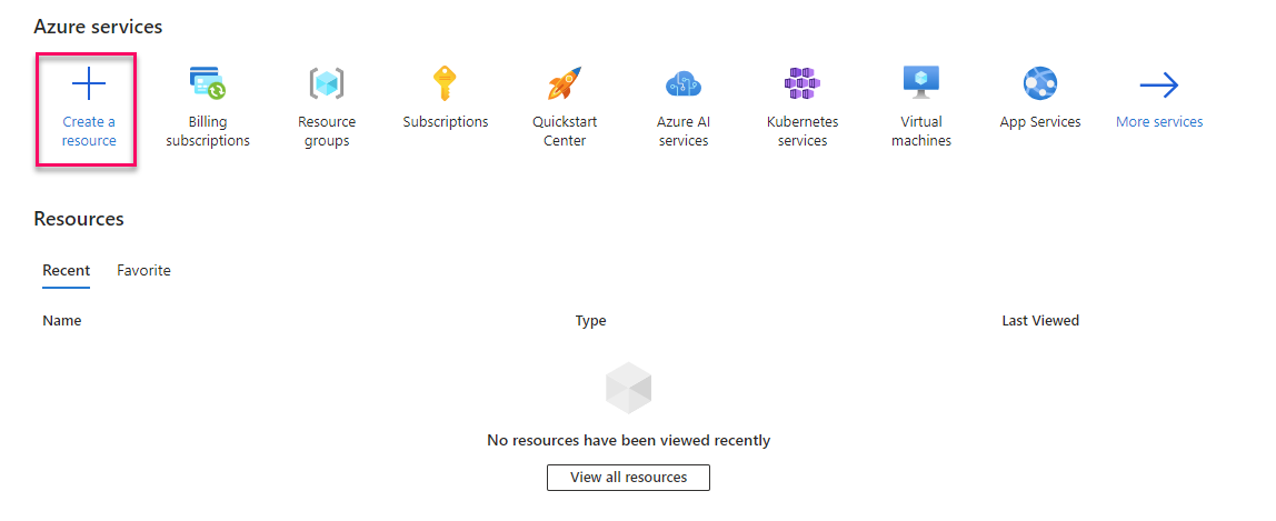 Creating a resource in Azure