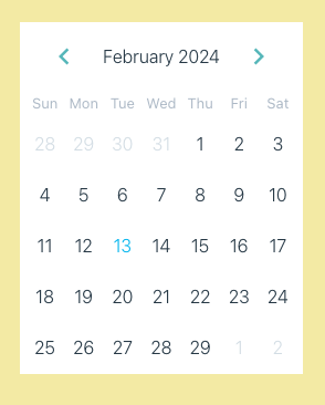 Web view of calendar with arrow vector icons rendered